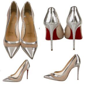 Authentic Christian Louboutin Metallic Silver Heels